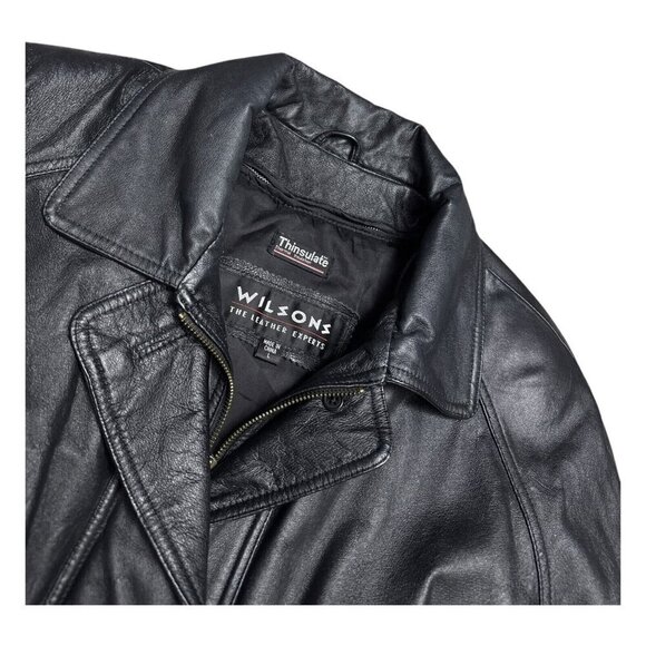 WILSONS LEATHER Luxury Designer Retro Lined Genuine LEATHER Coat Jacket Large - Picture 4 of 5